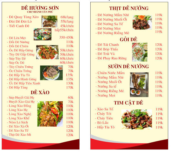 Menu De Huong Son 1