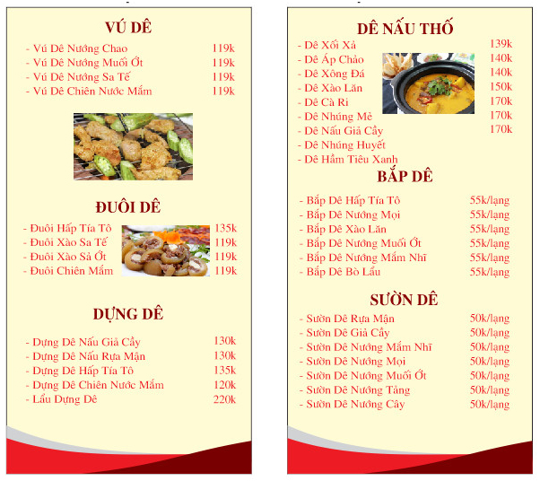 Menu De Huong Son 2